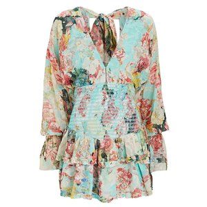 HEMANT & NANDITA Floral Long Sleeve Mini Dress